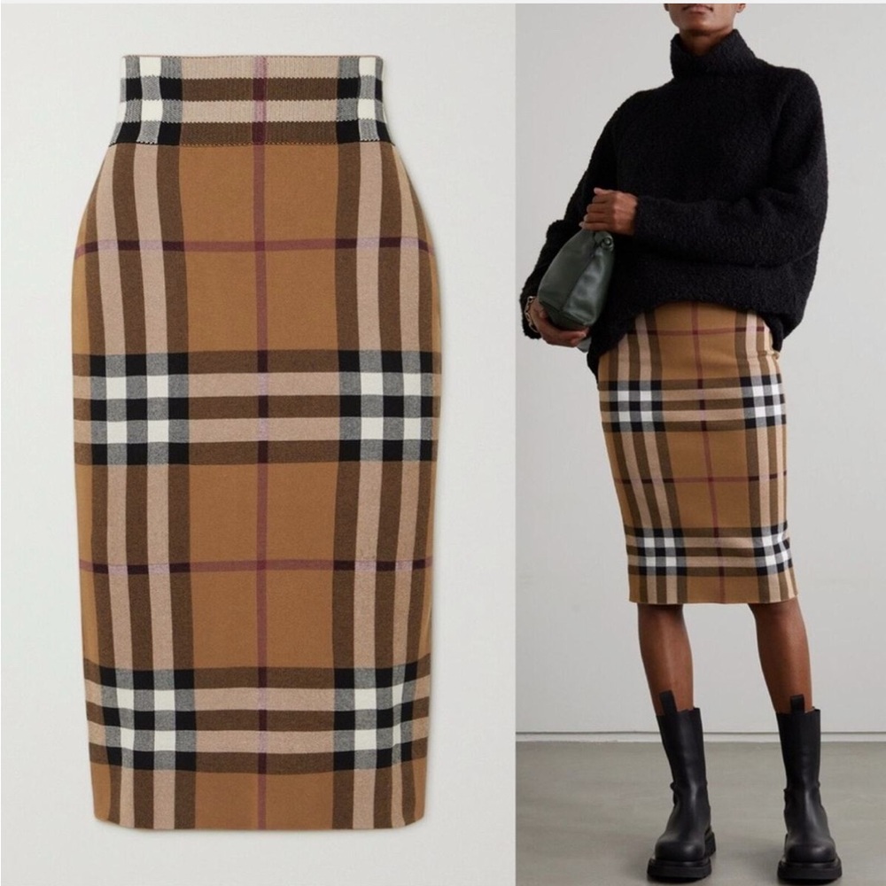 Burberry Kemmis Birch Check Stretch Tube Skirt size XL